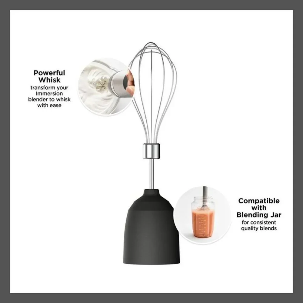 Immersion Hand Blender Kit in Black with Whisk & Jar